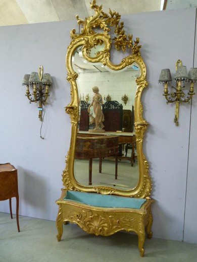 антикварная мебель - зеркало с тумбой