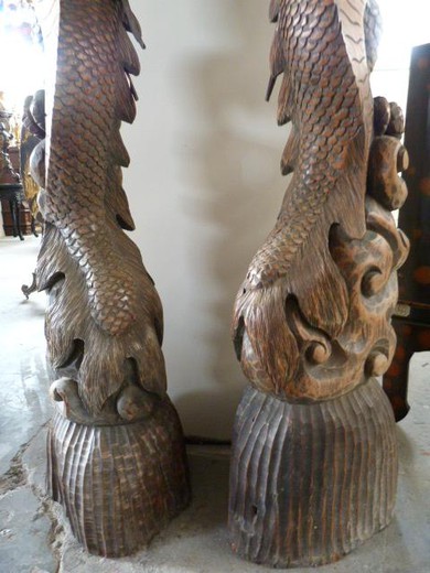 винтажные деревянные драконы, восточный стиль