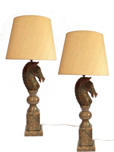 антикварные настольные лампы с головой лошади