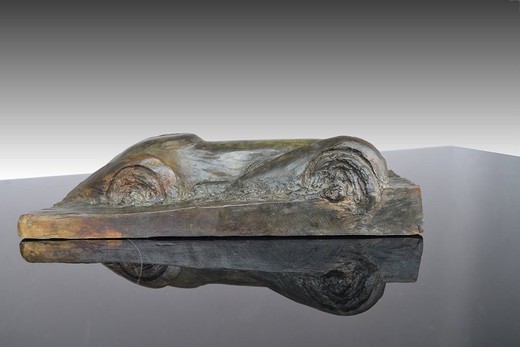 скульптура из бронзы ар-деко, бугатти болид, антиквариат