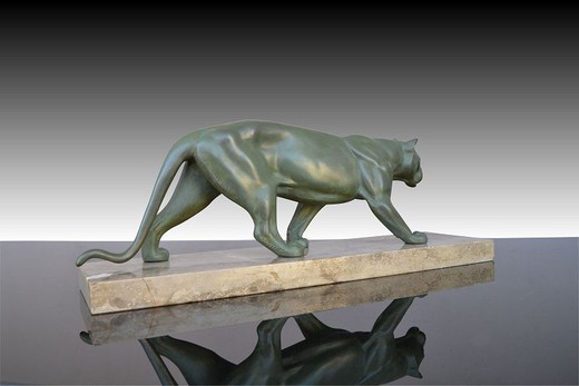 винтажная металлическая скульптура пантера, 20 век