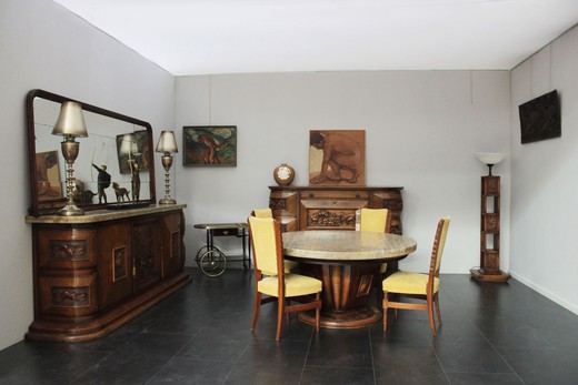 антикварная мебель - гостиная из дерева и мрамора пьер луиджи