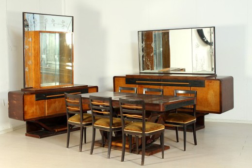 антикварная мебель - столовая из ореха и палисандра, 20-30 года