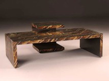 COCK. TABLE, Lam Lee, W/GLASS, 2-UNIT, STRATA DUO
