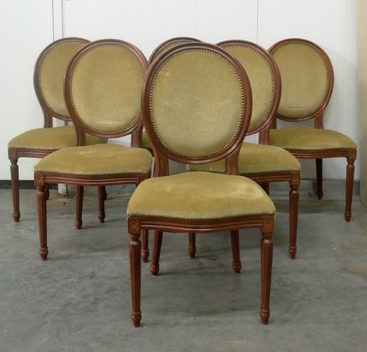 комплект антикварных стульев из ореха людовик 16