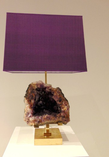 винтажная настольная лампа из латуни и аметиста, 20 век