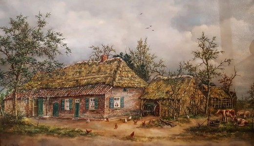 Antique painting "Rural landscape"