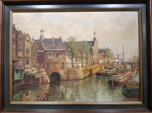 Antique painting "View of the Canal"