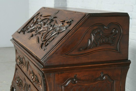 старинный стол бюро в стиле луи 15 из ореха, 19 век