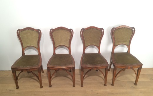 антикварный набор стульев модерн из ореха, 20 век