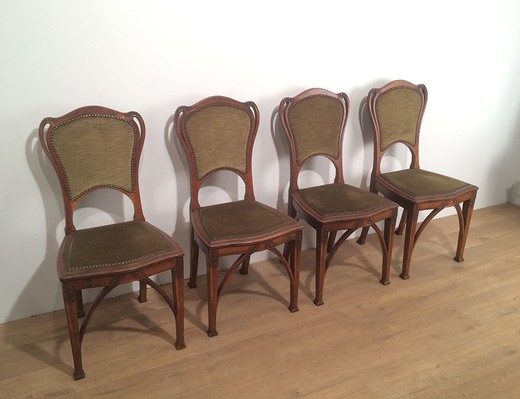 старинный набор стульев модерн из ореха, 20 век