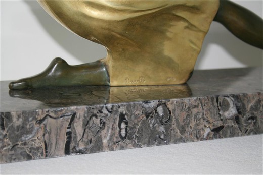 бронзовая скульптура охотницы дианы из оникса и мрамора, антиквариат