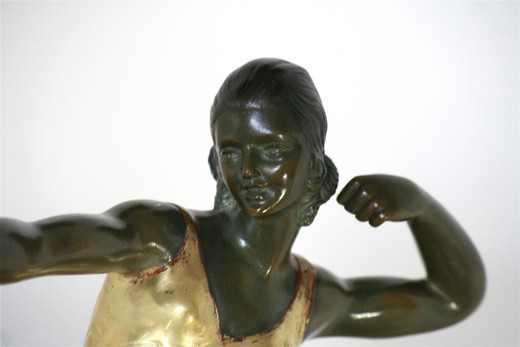 скульптура богини дианы из бронзы и оникса, антиквариат, 20 век