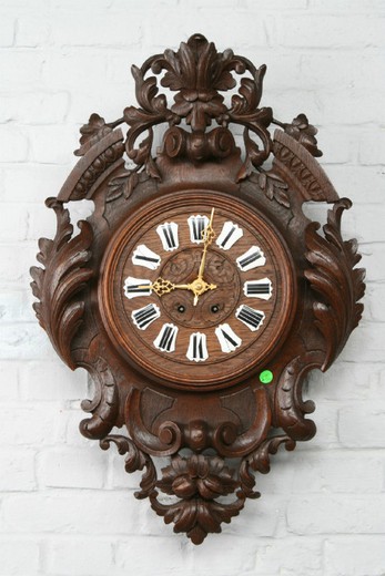 антикварные настенные часы из дуба, 19 век