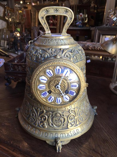 антикварные часы колокол из бронзы, 19 век
