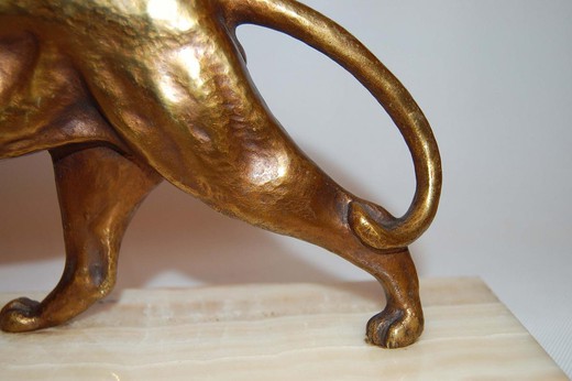 старинная бронзовая скульптура ар деко пантера, 20 век
