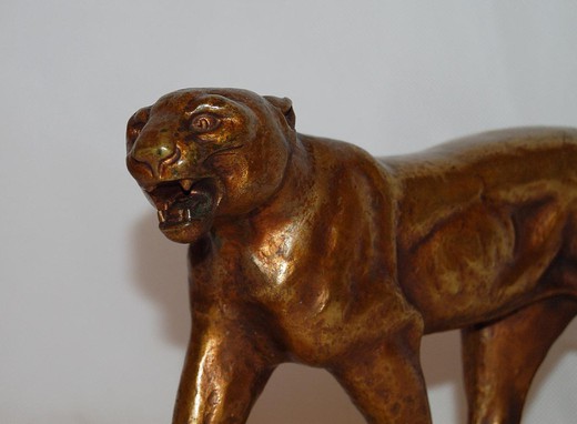 винтажная бронзовая скульптура ар деко пантера, 20 век