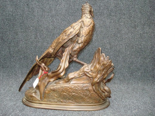 винтажная скульптура фазан из бронзы, 19 век
