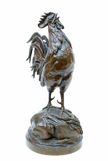 винтажная бронзовая скульптура петух, 19 век