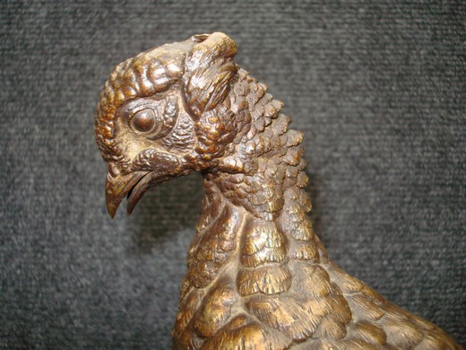 старинная бронзовая скульптура фазан, начало 19 века