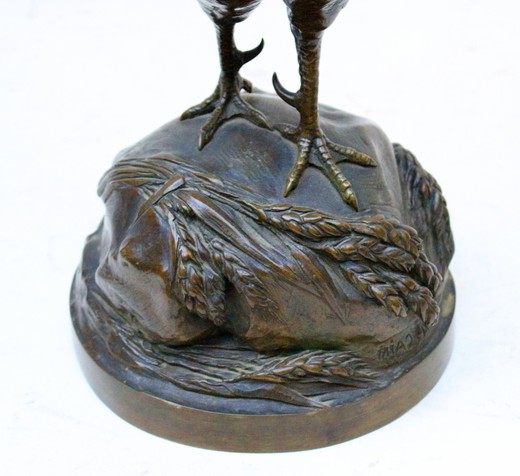 винтажная скульптура петуха из бронзы, 19 век