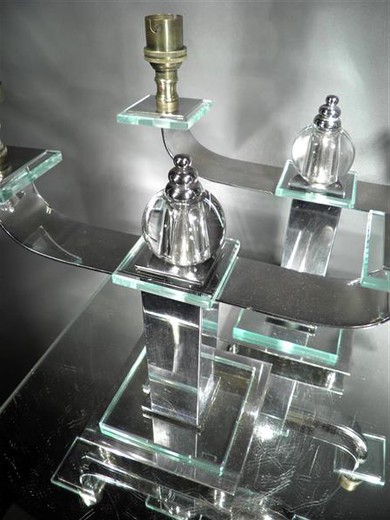 антикварные металлические подсвечники ар деко с хромом, 20 век