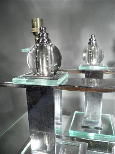 винтажные металлические подсвечники ар деко с хромом, 20 век