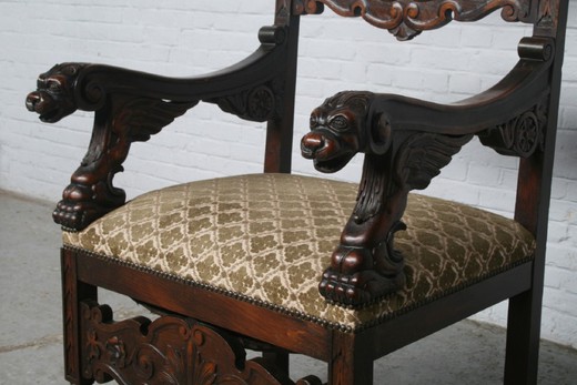 антикварная мебель - кресло ренессанс из ореха, 19 век