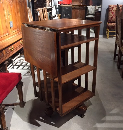 старинная мебель - стойка для пластинок из ореха и стали, 20 век, стиль модерн