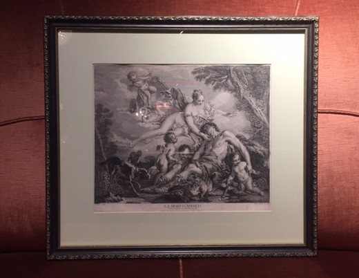антикварная гравюра смерть адониса, 19 век