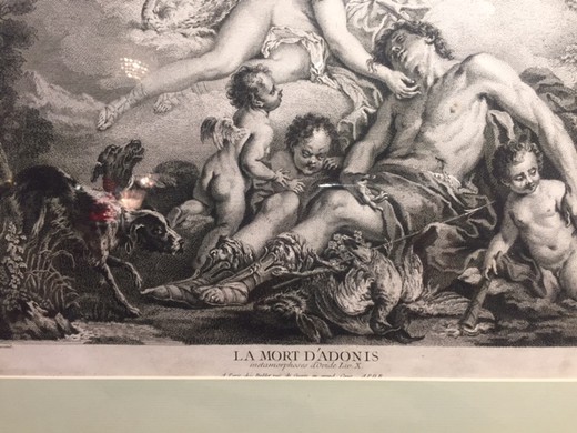 винтажная настенная гравюра смерть адониса, 19 век