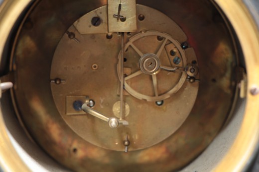 старинные французские часы из мрамора и бронзы, 19 век