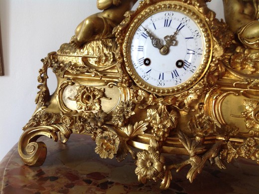 старинные настольные часы из бронзы, 19 век