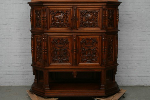 антикварная мебель - кабинет в стиле готика из ореха, конец 19 века