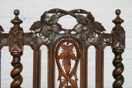 антикварная мебель - скамья в стиле охота из дуба, 19 век