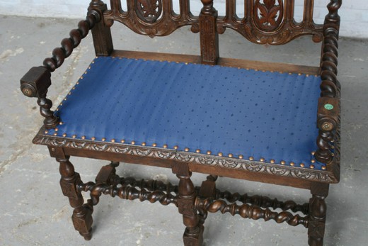 старинная мебель - скамья в стиле охота из дуба, 19 век