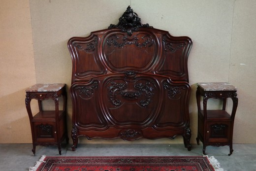 антикварная мебель - спальня людовик 15 из дерева и мрамора, 19 век