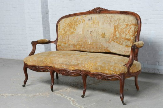 винтажная мебель - салон людовик 15 из ореха, конец 19 века