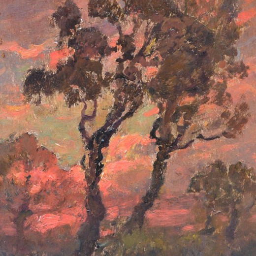винтажная картина маслом, красное дерево, 19 век