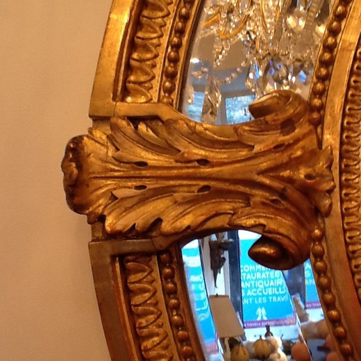 антикварное овальное зеркало с золочением наполеон третий, 19 век