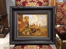 Antique painting "Poultry-yard"