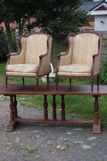 антикварные парные кресла бержер в стиле луи 16