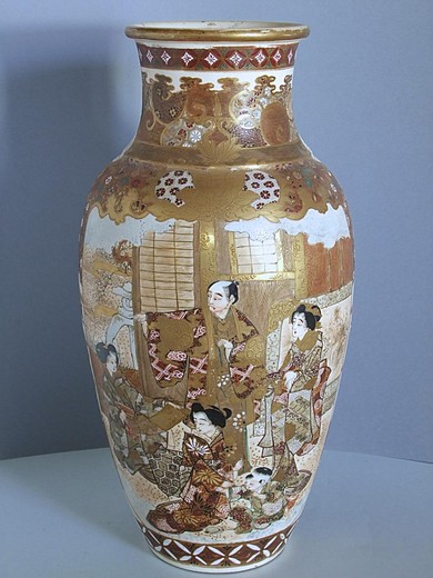 винтажные парные вазы из керамики, 19 век