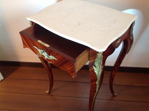 винтажный столик из палисандра и мрамора, 19 век