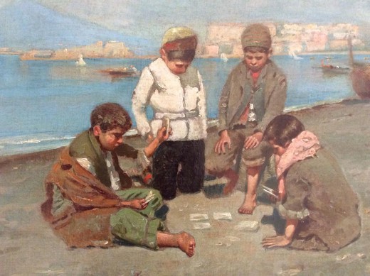 винтажная картина, холст, масло, 19 век