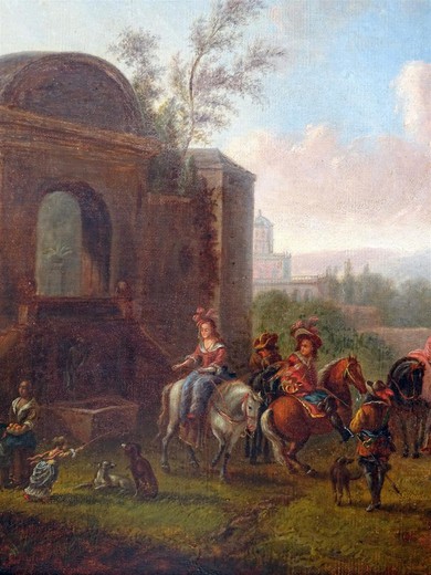 винтажная картина маслом пейзаж тасканы, 19 век