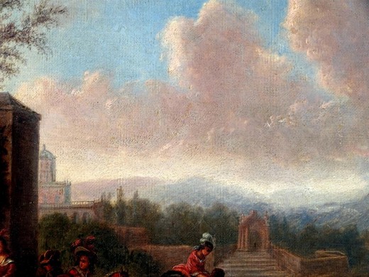 старинная картина пейзаж тасканы 19 века, масло