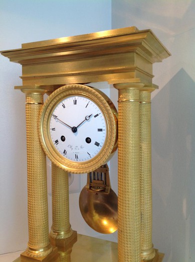 винтажные часы портик из золоченой бронзы, 19 век