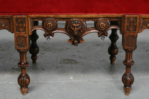 мебель антик - скамейка в стиле ренессанс, орех, 19 век