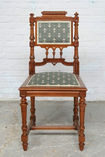 винтажный набор стульев ренессанс из ореха, 19 век